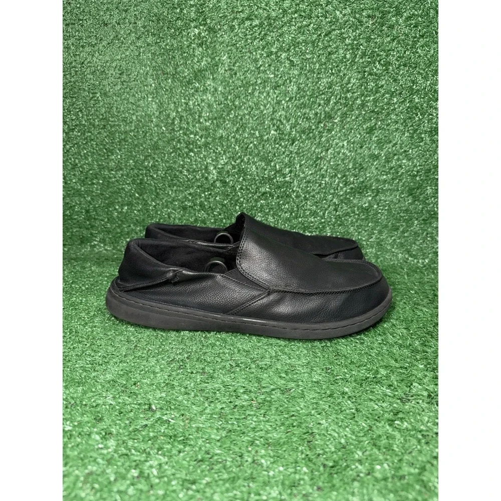 Pulltop Barefoot Minimalist Mens Size 10 Black Leather Slip On Walking Shoes